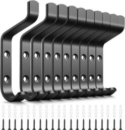 Wall-Mounted Coat Hooks X10 Black Hooks And Pegs Home Individual Hooks To Screw Onto Wall, Acoustic Panel, Entrance, Bedroom - thumbnail 1