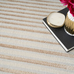 Beige Silver Striped Modern Living Room Bedroom & Dining Room Rug-160Cm X 221Cm - thumbnail 4
