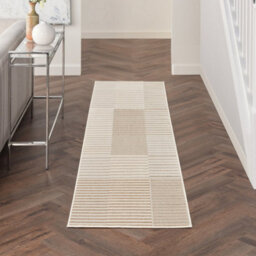 Beige Silver Striped Modern Living Room Bedroom & Dining Room Rug-160Cm X 221Cm - thumbnail 8