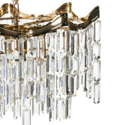 Beliani Glamour Gold Chandelier - Tiered Acrylic Faux Crystals, Velvet-Covered Cable, W60 X D60 X H52Cm - thumbnail 4