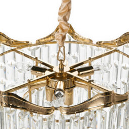 Beliani Glamour Gold Chandelier - Tiered Acrylic Faux Crystals, Velvet-Covered Cable, W60 X D60 X H52Cm - thumbnail 5