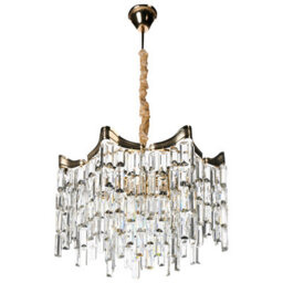 Beliani Glamour Gold Chandelier - Tiered Acrylic Faux Crystals, Velvet-Covered Cable, W60 X D60 X H52Cm - thumbnail 3