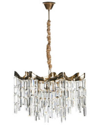 Beliani Glamour Gold Chandelier - Tiered Acrylic Faux Crystals, Velvet-Covered Cable, W60 X D60 X H52Cm - thumbnail 2