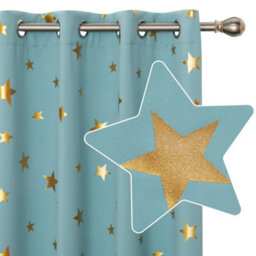 Deconovo Blackout Curtains Eyelet Curtains Thermal Gold Star Foil Printed Curtains For Bedroom, 52 X 72 Inch, Sky Blue, 2 Panels - thumbnail 3