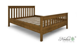 Nodax King Bed Frame, F16, Solid Pine Wood, Easy Assembly, Sturdy Slats & Extra Support Legs, 5Ft, Walnut Finish - thumbnail 2
