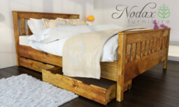 Nodax King Bed Frame, F16, Solid Pine Wood, Easy Assembly, Sturdy Slats & Extra Support Legs, 5Ft, Walnut Finish - thumbnail 3
