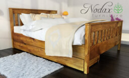 Nodax King Bed Frame, F16, Solid Pine Wood, Easy Assembly, Sturdy Slats & Extra Support Legs, 5Ft, Walnut Finish - thumbnail 4