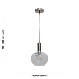 First Choice Lighting Set Of 2 Bradson - Clear Swirl Glass Satin Nickel Deco Pendants - thumbnail 6