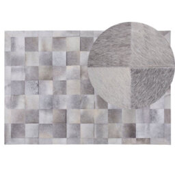Beliani Rug Alacam Grey 140 X 200 Cm Leather