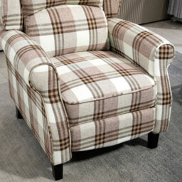 Homcom Recliner Chair For Living Room Wingback Chair With Padded Armrest Brown - thumbnail 8