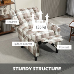 Homcom Recliner Chair For Living Room Wingback Chair With Padded Armrest Brown - thumbnail 6