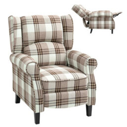 Homcom Recliner Chair For Living Room Wingback Chair With Padded Armrest Brown - thumbnail 2