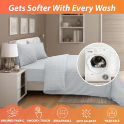 Aspire Homeware White Duvet Cover Complete Set, Reversible Modern Bedding Set, Double (L)200Cm X (W)200Cm - thumbnail 4