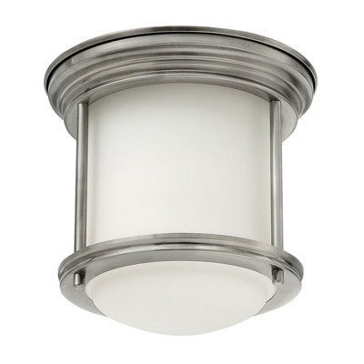 Luminosa Lighting Elstead Hinkley Hadrian 1 Light Flush Mount Antique Nickel With Opal Glass Ip44 - image 1