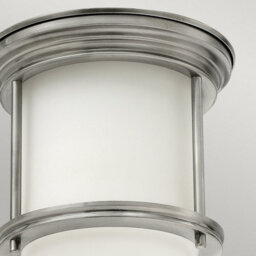Luminosa Lighting Elstead Hinkley Hadrian 1 Light Flush Mount Antique Nickel With Opal Glass Ip44 - thumbnail 3