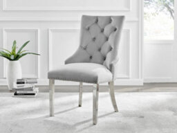 Furniturebox Uk Skye Round White Marble Effect Dining Table & 6 Grey Velvet Belgravia Chairs - thumbnail 6