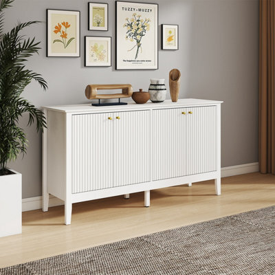 Melody Maison Large White 4 Door Sideboard With Gold Knobs - Hales White Range - image 1