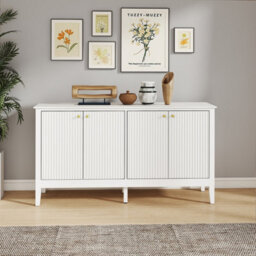 Melody Maison Large White 4 Door Sideboard With Gold Knobs - Hales White Range - thumbnail 4