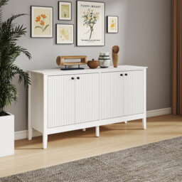 Melody Maison Large White 4 Door Sideboard With Gold Knobs - Hales White Range - thumbnail 5