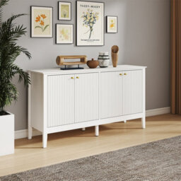 Melody Maison Large White 4 Door Sideboard With Gold Knobs - Hales White Range - thumbnail 1