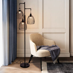 Komore 160Cm 3-Light Black Industrial Floor Lamp E27,iron Industrial Freestanding Floor Light - thumbnail 2