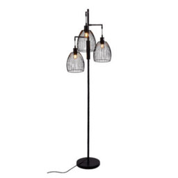 Komore 160Cm 3-Light Black Industrial Floor Lamp E27,iron Industrial Freestanding Floor Light - thumbnail 1