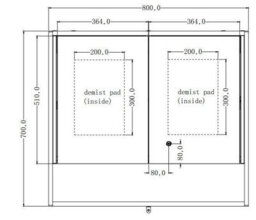 Affine Bathroom Mirror Cabinet Led Wall Mounted 700X800mm Black Demister Shaver Storage - thumbnail 7