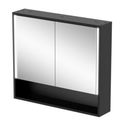Affine Bathroom Mirror Cabinet Led Wall Mounted 700X800mm Black Demister Shaver Storage - thumbnail 6
