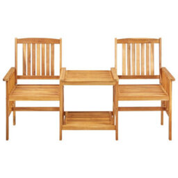Berkfield Garden Chairs With Tea Table 159X61X92 Cm Solid Acacia Wood - thumbnail 2