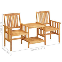 Berkfield Garden Chairs With Tea Table 159X61X92 Cm Solid Acacia Wood - thumbnail 7