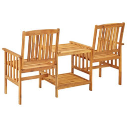 Berkfield Garden Chairs With Tea Table 159X61X92 Cm Solid Acacia Wood - thumbnail 4