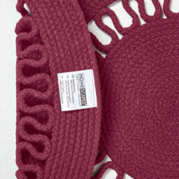 Homescapes Plum Crochet Braided Rug 70Cm Round - thumbnail 5