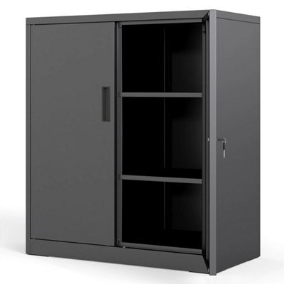Black Metal Storage Cabinet With 2 Lockable Doors - image 1