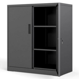 Black Metal Storage Cabinet With 2 Lockable Doors