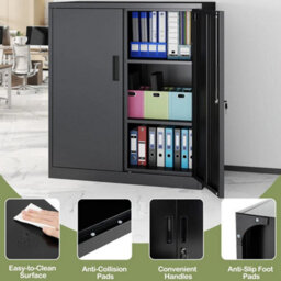 Black Metal Storage Cabinet With 2 Lockable Doors - thumbnail 3