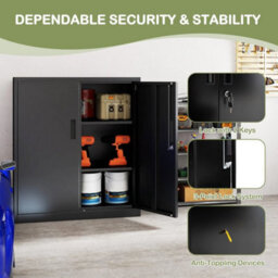 Black Metal Storage Cabinet With 2 Lockable Doors - thumbnail 5