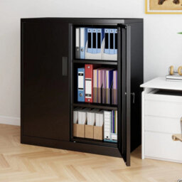 Black Metal Storage Cabinet With 2 Lockable Doors - thumbnail 4