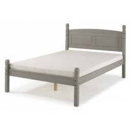 "Mercers Furniture Corona Grey Wax 4'6"" Low End Double Bed Frame Solid Pine With Mexican Styling" - thumbnail 1