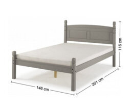 "Mercers Furniture Corona Grey Wax 4'6"" Low End Double Bed Frame Solid Pine With Mexican Styling" - thumbnail 4