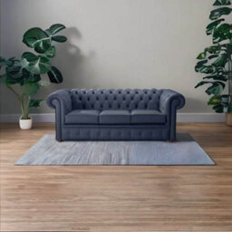 Chesterfield 3 Seater Shelly Suffolk Blue Leather Sofa Bespoke In Classic Style - thumbnail 2