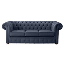 Chesterfield 3 Seater Shelly Suffolk Blue Leather Sofa Bespoke In Classic Style - thumbnail 1