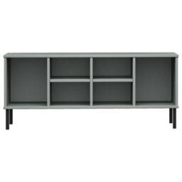 Berkfield Shoe Rack With Metal Legs Grey 106X35X45 Cm Solid Wood Oslo - thumbnail 4