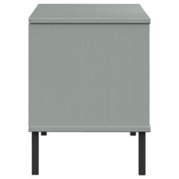Berkfield Shoe Rack With Metal Legs Grey 106X35X45 Cm Solid Wood Oslo - thumbnail 5