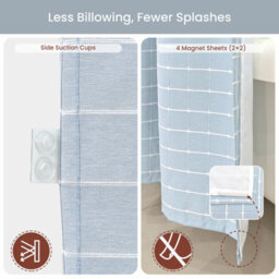 Drifted Root No Hook Jacquard Shower Curtain With Snap In Liner Four Magnets Side Suction Cups Water Repellent And Window - thumbnail 6