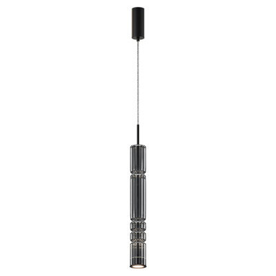 Luminosa Lighting Luminosa Ordo Modern Tall Slim Pendant Ceiling Light Black 3000K 920Lm Smoky Shade - image 1