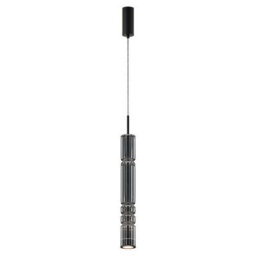 Luminosa Lighting Luminosa Ordo Modern Tall Slim Pendant Ceiling Light Black 3000K 920Lm Smoky Shade - thumbnail 1