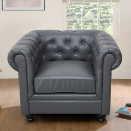 Furniture in Fashion Hertford Chesterfield Faux Leather 1 Seater Sofa In Dark Grey - thumbnail 6
