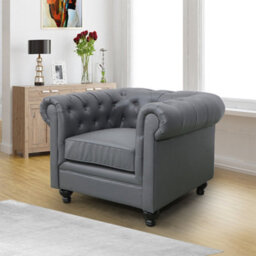 Furniture in Fashion Hertford Chesterfield Faux Leather 1 Seater Sofa In Dark Grey - thumbnail 2