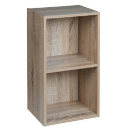 Urbn-Living Urbnliving Height 53.6Cm 2 Tier Wooden Bookcase Shelving Colour Antique Oak Display Storage Shelf Unit Wood - thumbnail 1