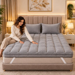 Hotel Quality Mattress Topper 10Cm Deep Thick 1100 Gsm Microfibre Quilted Soft Hypoallergenic Bedding - thumbnail 6